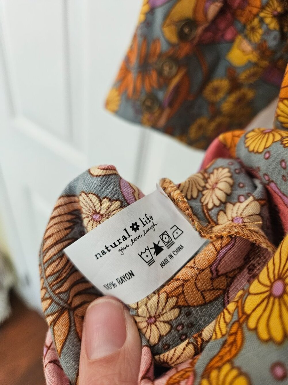 Natural Life 70s retro flowered yellow, orange, pink, grey tunic/short dress, S - Picture 5 of 6